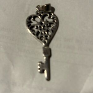 Silver Heart Key Pendant